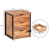Metal & Wood Night Stand Side Table Set