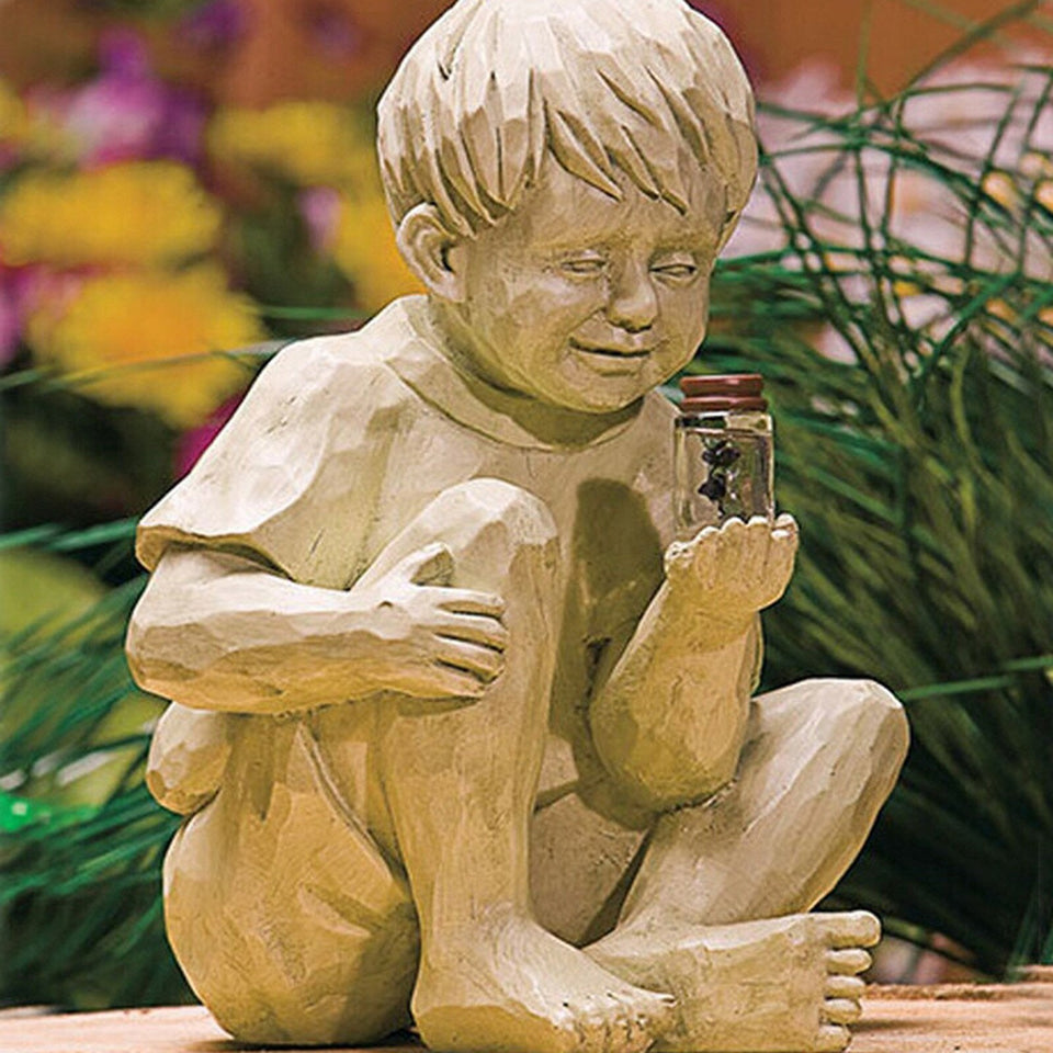 Kid With Fireflies Garden LED Lights