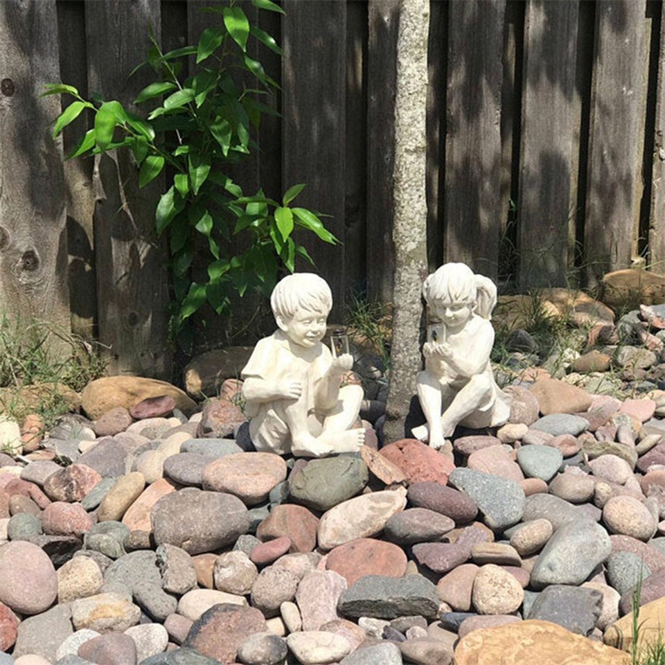 Kid With Fireflies Garden LED Lights