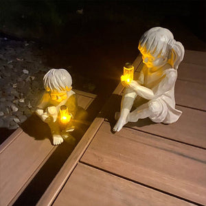 Kid With Fireflies Garden LED Lights