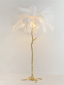 Ostrich Feather Lamp Copper Stand