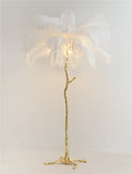 Ostrich Feather Lamp Copper Stand